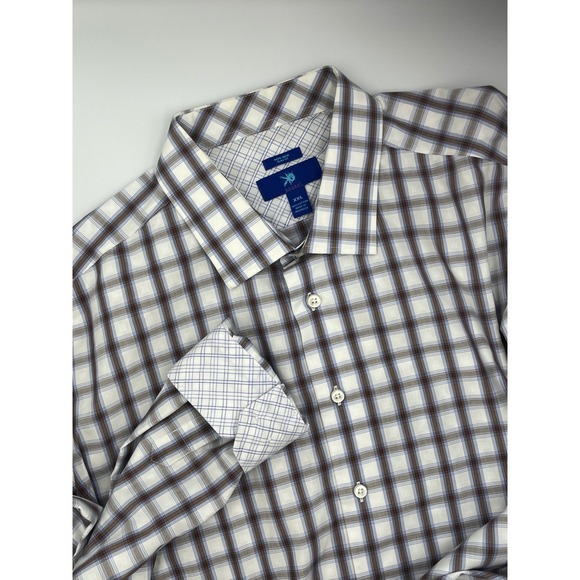 Egara XXL Brown Plaid Long Sleeve Button Down Non Iron Dress Shirt - Picture 1 of 8